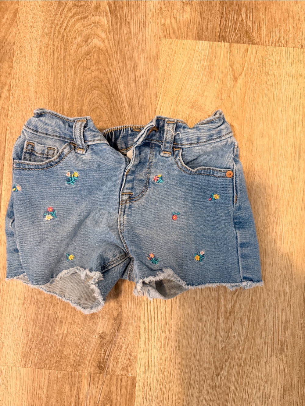 Flower embroidered Denim Shorts